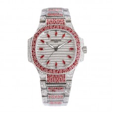 Nautilus 7118/1452G-001 Diamond Paved Dial with Red Diamond Markers in White Gold Nautilus 7118/1452G-001 Diamond Paved Dial with Red Diamond Markers in White Gold
