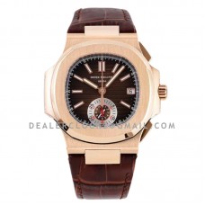 Nautilus Chronograph 5980/R-001 in Rose Gold on Brown Leather Strap Nautilus Chronograph 5980/R-001 in Rose Gold on Brown Leather Strap