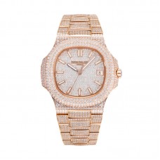 Nautilus Jumbo 5711 Diamond Dial with Diamond Bezel with Paved Diamonds in Rose Gold Nautilus Jumbo 5711 Diamond Dial with Diamond Bezel with Paved Diamonds in Rose Gold