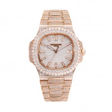 Nautilus Jumbo 5711 Diamond Dial with Diamond Bezel with Paved Diamonds in Rose Gold Nautilus Jumbo 5711 Diamond Dial with Diamond Bezel with Paved Diamonds in Rose Gold