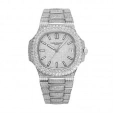 Nautilus Jumbo 5711 Diamond Dial with Diamond Bezel with Paved Diamonds in White Gold Nautilus Jumbo 5711 Diamond Dial with Diamond Bezel with Paved Diamonds in White Gold