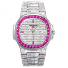 Nautilus Jumbo 5711 Diamond Dial with Pink Diamond Bezel in Paved Diamonds Nautilus Jumbo 5711 Diamond Dial with Pink Diamond Bezel in Paved Diamonds
