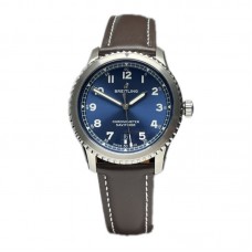 Navitimer Aviator 8 Automatic 41 Blue Dial in Steel on Brown Leather Strap
