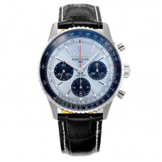 Navitimer B01 Chronograph 43 Blue Dial in Steel on Leather Strap Ref. AB0138241C1P1