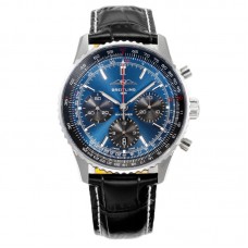 Navitimer B01 Chronograph 43 Blue Dial in Steel on Leather Strap Ref. AB0139241C1P1