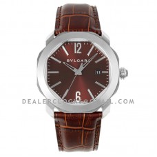 Octo Solotempo Brown Dial in Steel on Black Leather Strap Octo Solotempo Brown Dial in Steel on Black Leather Strap