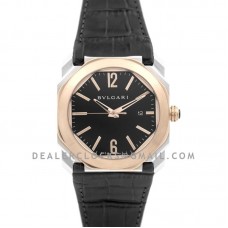 Octo Solotempo Two Toned Black Dial with Rose Gold Markers on Black Leather Strap Octo Solotempo Two Toned Black Dial with Rose Gold Markers on Black Leather Strap