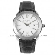 Octo Solotempo White Dial in Steel on Black Leather Strap Octo Solotempo White Dial in Steel on Black Leather Strap