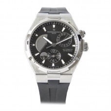 Overseas Dual Time Black Dial in Steel on Rubber Strap Overseas Dual Time Black Dial in Steel on Rubber Strap