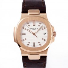 Nautilus Jumbo 5711 White Dial in Rose Gold with Brown Leather Strap Nautilus Jumbo 5711 White Dial in Rose Gold with Brown Leather Strap