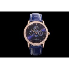 Patrimony Perpetual Calendar Ultra-Thin Blue Dial in Pink Gold with Diamond Bezel Patrimony Perpetual Calendar Ultra-Thin Blue Dial in Pink Gold with Diamond Bezel