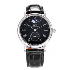 Portofino Hand Wound Moon Phrase IW5548 Black Dial in Steel Portofino Hand Wound Moon Phrase IW5548 Black Dial in Steel