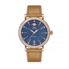 Portofino IW6596 Automatic Moon Phase 37 Blue Dial in Rose Gold on Brown Leather Strap Portofino IW6596 Automatic Moon Phase 37 Blue Dial in Rose Gold on Brown Leather Strap