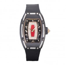 RM 007 Automatic Ladies Black Ceramic Red Lips Diamond