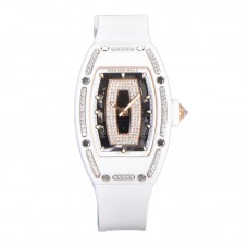 RM 007 Automatic Ladies White Ceramic Diamond Bezel Diamond Jasper