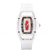 RM 007 Automatic Ladies White Ceramic Red Lips Diamond