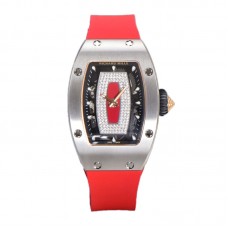 RM 007 Automatic Ladies in Steel on Red Rubber Strap