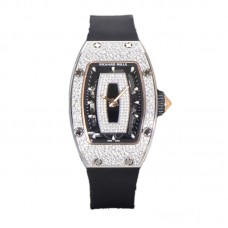 RM 007 Automatic Ladies with Diamond Bezel in Steel on Black Rubber Strap