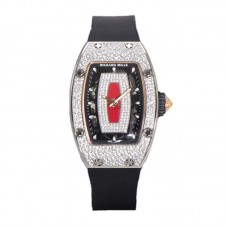 RM 007 Automatic Ladies with Diamond Bezel in Steel on Black Rubber Strap