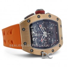 RM 011 Automatic Flyback Chronograph in Rose Gold / Titanium on Orange Rubber RM 011 Automatic Flyback Chronograph in Rose Gold / Titanium on Orange Rubber