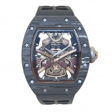 RM 047 Tourbillon Samurai NTPT Carbon on Black Rubber Strap
