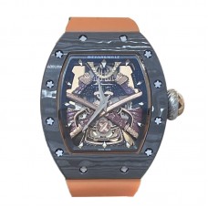 RM 047 Tourbillon Samurai NTPT Carbon on Orange Rubber Strap
