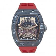 RM 047 Tourbillon Samurai NTPT Carbon on Red Rubber Strap