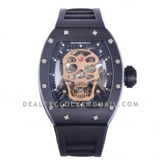 RM 052-01 Tourbillon Skull in Ceramic Bezel on Black Rubber Strap