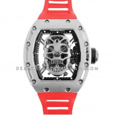 RM 052-01 Tourbillon Skull in Titanium on Red Rubber Strap