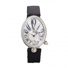 Reine de Naples in White Gold 8918BB on Black Leather Strap Reine de Naples in White Gold 8918BB on Black Leather Strap
