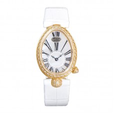 Reine de Naples in Yellow Gold 8928BA White Leather Strap Reine de Naples in Yellow Gold 8928BA White Leather Strap