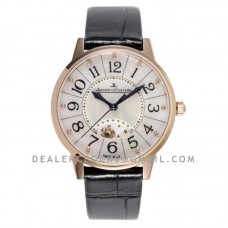 Rendez-vous Classic Night & Day 34mm MOP Dial with Diamond Bezel in Pink Gold on Black Leather Strap