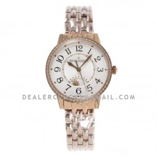 Rendez-vous Classic Night & Day 34mm White Dial with Diamond Bezel in Rose Gold on Bracelet