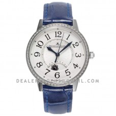 Rendez-vous Classic Night & Day 34mm White Dial in White Gold on Blue Leather Strap