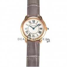 Ronde Must De Cartier 29mm White Dial in Rose Gold on Grey Leather Strap Ronde Must De Cartier 29mm White Dial in Rose Gold on Grey Leather Strap
