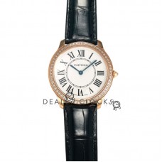 Ronde Must De Cartier 36mm White Dial with Diamond Bezel in Rose Gold