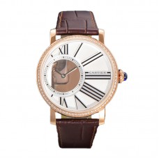 Rotonde De Cartier White Dial with Diamond Bezel in Rose Gold Rotonde De Cartier White Dial with Diamond Bezel in Rose Gold