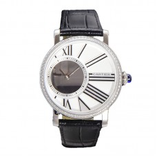 Rotonde De Cartier White Dial with Diamond Bezel in Steel Rotonde De Cartier White Dial with Diamond Bezel in Steel