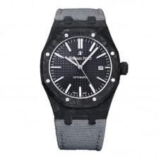 Royal Oak 15400 Black Dial in Carbon Fibre on Grey Nylon Strap