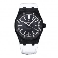 Royal Oak 15400 Black Dial in Carbon Fibre on White Nylon Strap