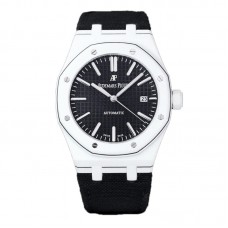 Royal Oak 15400 Black Dial in White Carbon Fibre on Black Nylon Strap