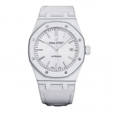 Royal Oak 15400 White Dial in White Carbon Fibre on White Nylon Strap