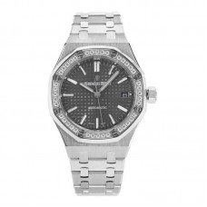 Royal Oak 15450ST 37mm Grey Dial in Steel with Diamond Bezel