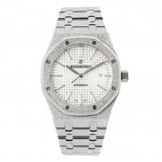 Royal Oak 15450ST 37mm White Dial in Frosted Gold