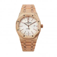 Royal Oak 15450ST 37mm White Dial in Frosted Rose Gold