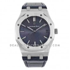 Royal Oak 15500 41mm Blue Dial in Steel on Leather Strap