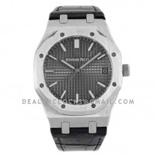 Royal Oak 15500 41mm Grey Dial in Steel on Leather Strap