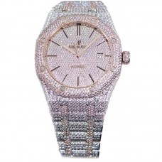 Royal Oak 41mm 15400 Iced Out Steel/Rose Gold in Stick Markers
