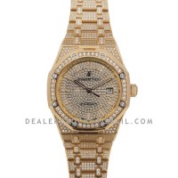 Royal Oak 41mm 15402OR Full Diamond Paved In Pink Gold on Bracelet Royal Oak 41mm 15402OR Full Diamond Paved In Pink Gold on Bracelet