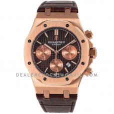 Royal Oak Self-Winding Chronograph Brown/Rose Gold Dial in Rose Gold on Leather Strap